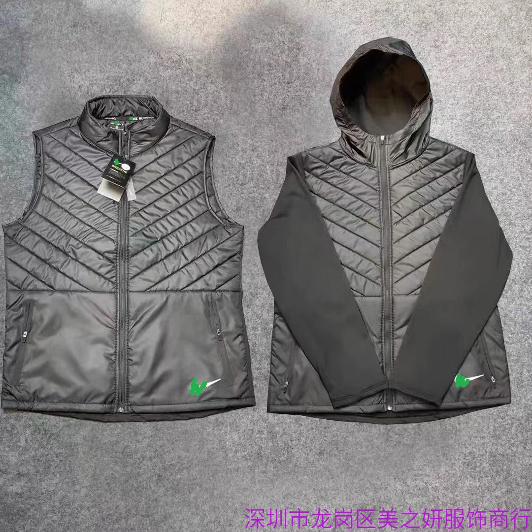 秋冬体育冬训训练运动跑步羽绒保暖马甲轻薄夜视外套反光长袖休闲