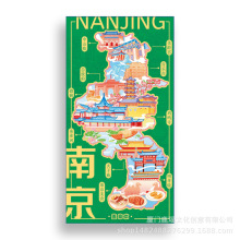 鹿瑶南京地图手绘插画烫金空白折叠盖章本笔记本旅游文创纪念品