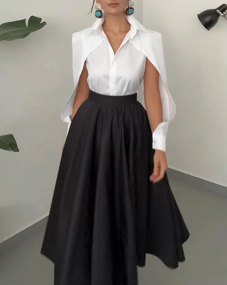 Vacances Voyage Femmes Décontractée Élégant Vêtement De Rue Couleur Unie Pu Polyester Ensemble Coordonné De Jupe Jupe Ensembles display picture 3