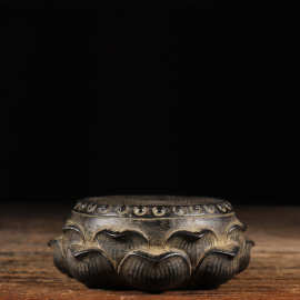 仿古石雕天然青石手工雕刻莲花石鼓底座壶承中式复古陈设茶席摆件