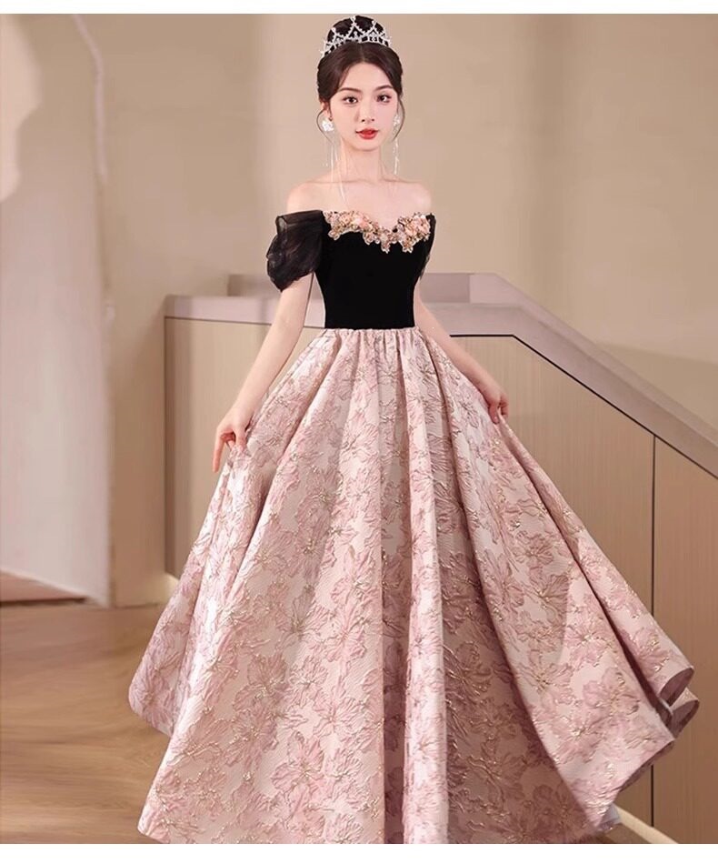 Đầm dạ hội đen cổ yếm dáng ôm đuôi cá kiểu Pháp — Đen, Đỏ rượu chi tiết 8