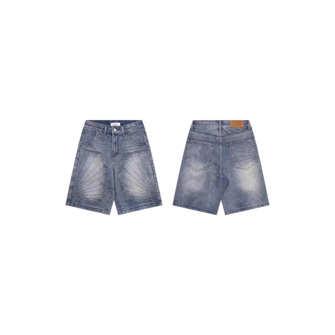 Men's Clothing Unisex Summer Retro Washed Denim Shorts Straight Leg Five Point Distressed Loose Fit Trendy Men's Clothing_mkmklike.com