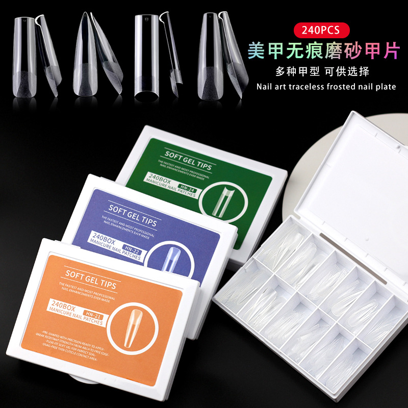 Explosiones transfronterizas de porcelana blanca caja de manicuras esmaltado ultrafino sin marcas sin molienda de grabado desgaste manual manicuras falsas al por mayor