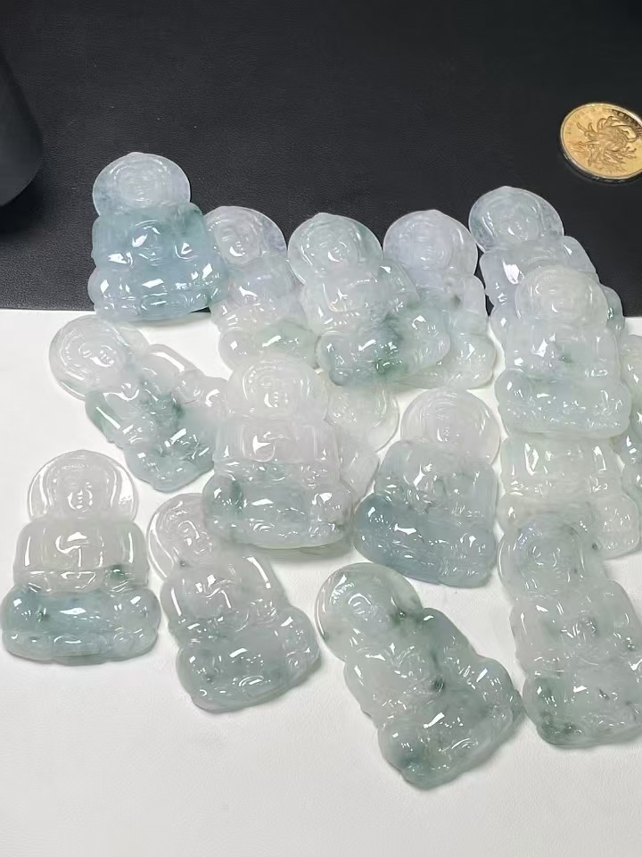 挂件天然缅甸翡翠A货玉观音挂件吊坠 冰糯飘花观音玉石挂件项|ms