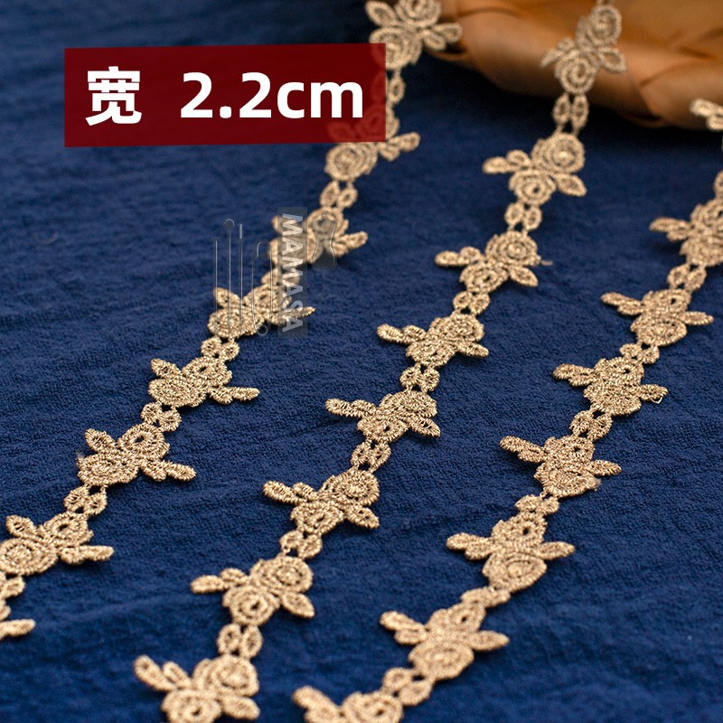 hilo de oro bordado soluble en agua rosa oro encaje encaje DIY ropa hecha a mano lolita accesorios fabricantes al por mayor