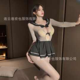新品情趣内衣性感内衣连体激情女警诱惑网衣透视空姐连身短裙套装