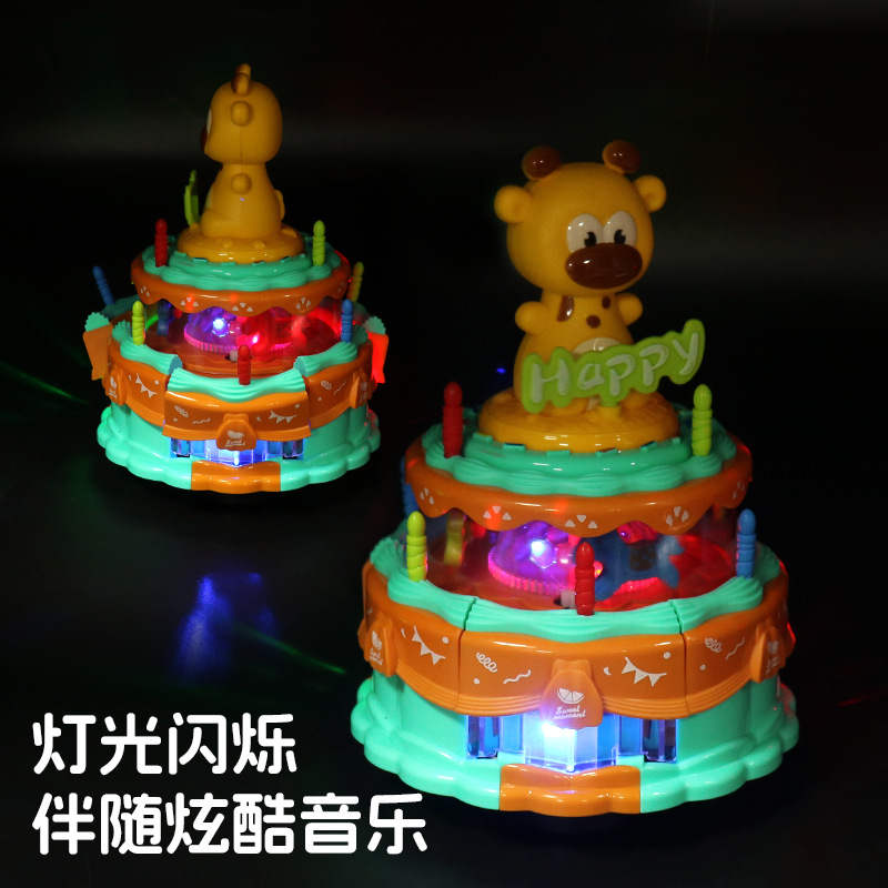 Nuevo producto eléctrico universal dibujos animados girafa simulación de pastel de música iluminación pastel de cumpleaños juguetes para niños