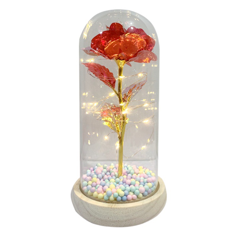 Pantalla de cristal rosa 520, flor artificial para el Día de San Valentín, en stock, regalo de Navidad o cumpleaños, adorno creativo