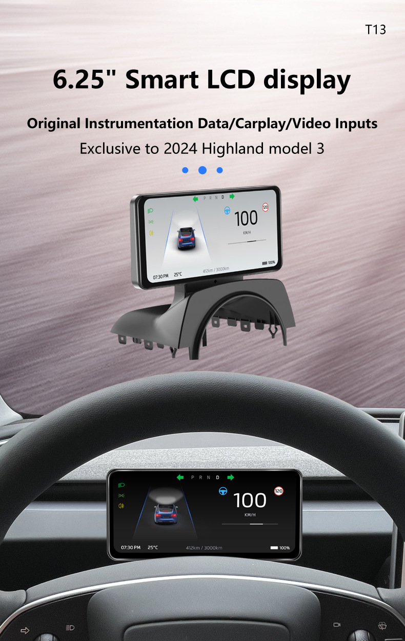Applicable to Tesla 2024 Rejuvenation New Model3/Highland model3 LCD Instrument Screen