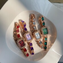 手链式方块钻石时尚腕表女士手表防水珠宝轻奢满钻石英表厂家直销