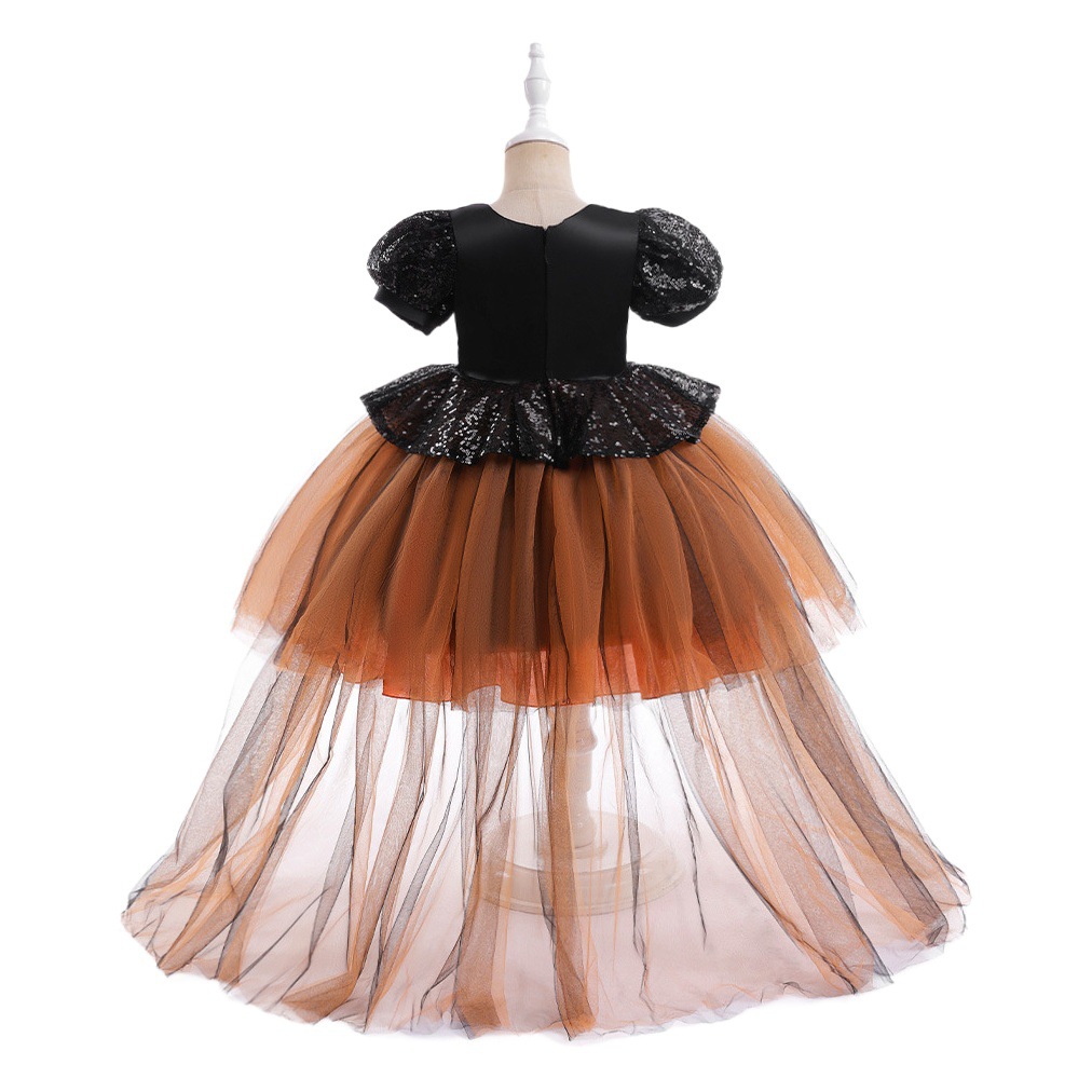 Disfraz de Halloween para niñas traje de rol traje de cosplay trailing pequeña bruja fiesta traje de rendimiento