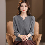 安可拉红秋冬季气质显瘦百搭休闲轻奢长袖外穿打底针织衫女宽松版，女装针织衫/毛衣，妃慕昵服饰