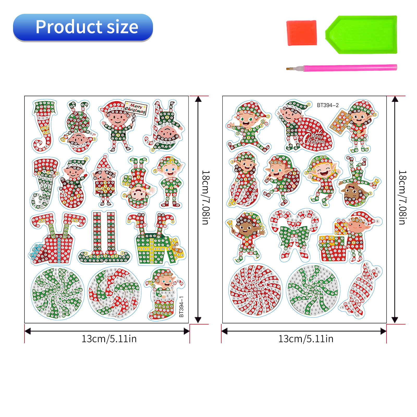 Personajes navideños más vendidos Pintura de diamantes Pegatinas al azar Pintura de mampostería de bricolaje Pegatinas de pared Pegatinas hechas a mano para niños Pegatinas de diamantes redondos