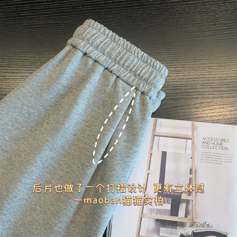 衣橱B入款！马*拉面料 大长腿显瘦色织双褶休闲裤女25秋新款|undefined