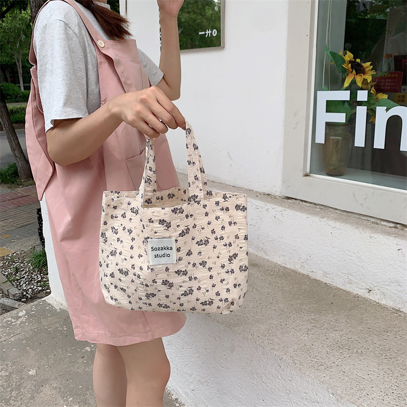 36251 Vintage floral canvas cosmetic bag, large-capacity handbag, women's single-shoulder crossbody bag, tote bag, underarm bag undefined