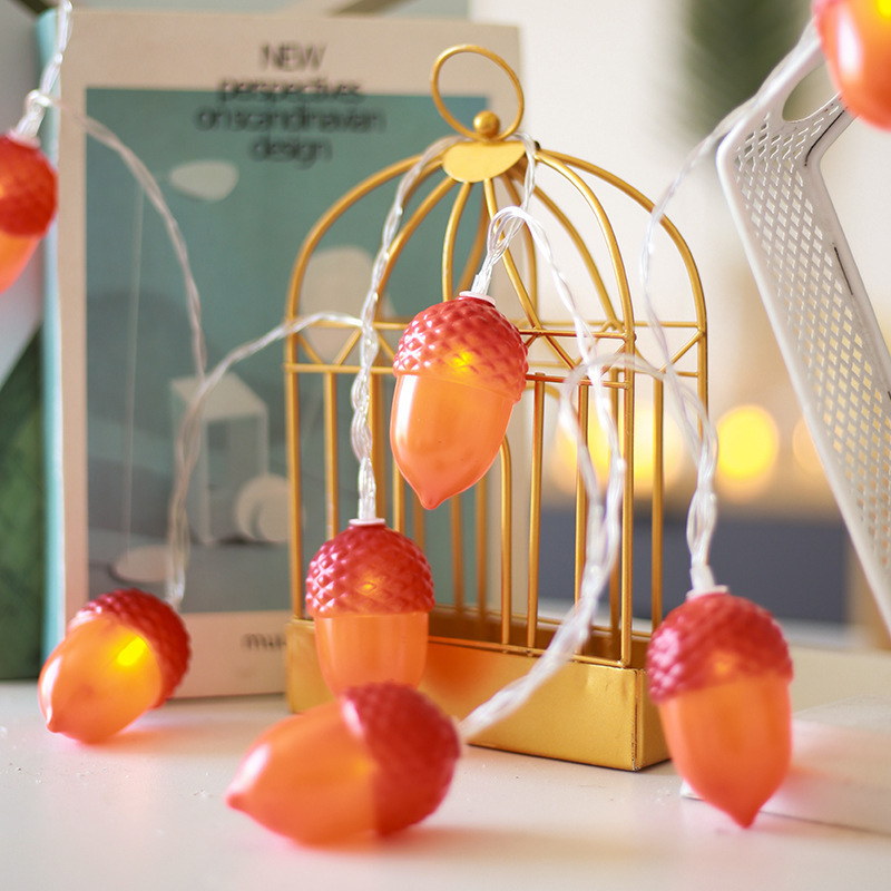 국경 새 LED 붉은 버섯 빛 문자열 가을 수확 축제 장식 빛 크리스마스 소나무 과일 조명