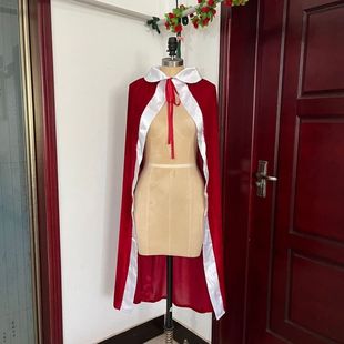 Hoodless Lace-Up Long Cape Christmas Cosplay Unisex Cape Red Thin Performance Suit