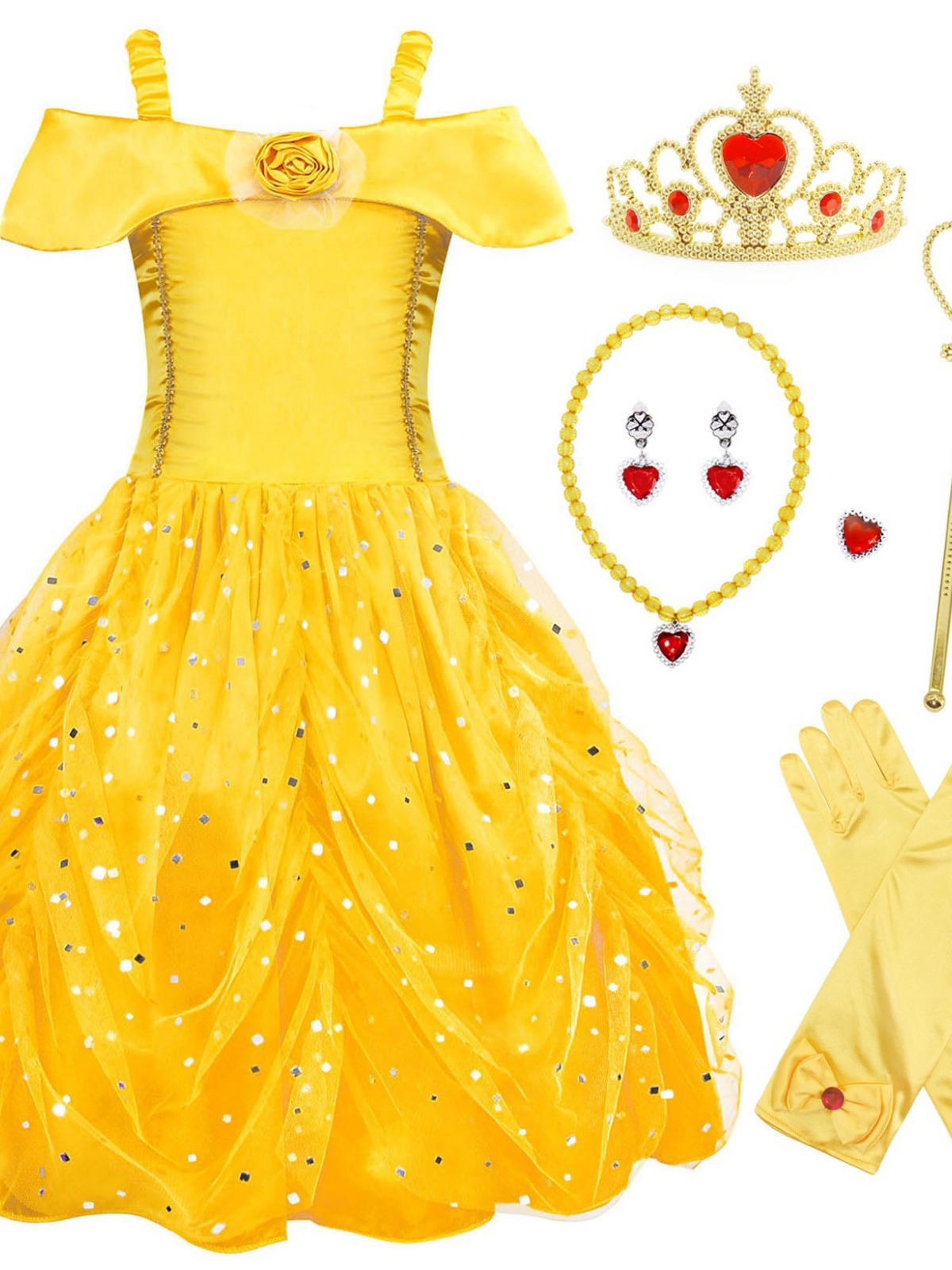 Niñas traje de Halloween Belle princesa vestido de campana belleza y bestia vestido