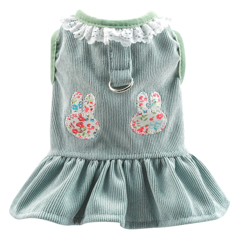 ウサギの胸の背スカート-緑