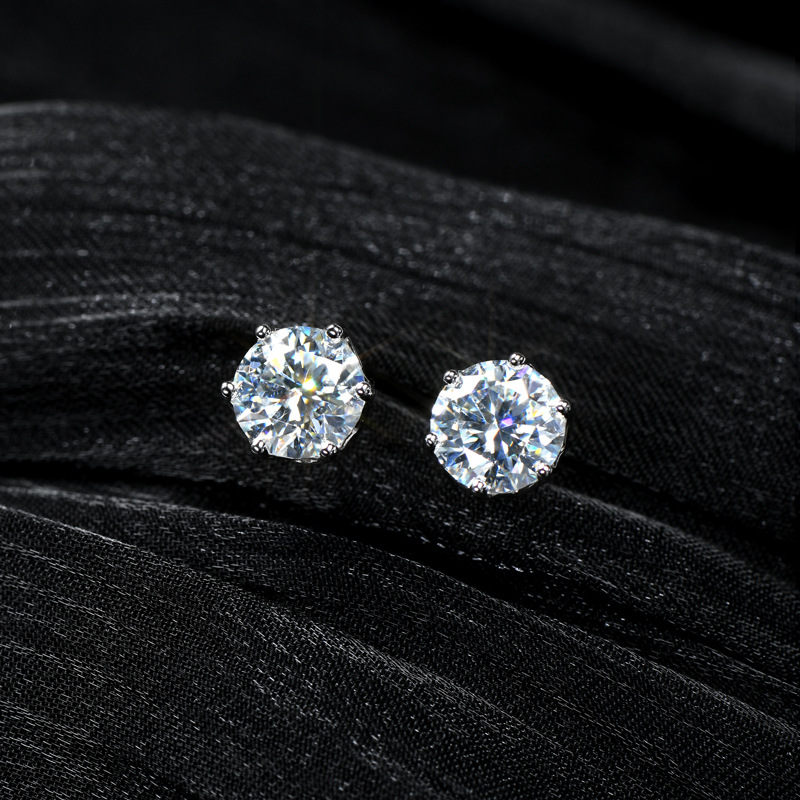 Stunning Fashion Women's Jewelry - Six-Claw Moissanite Earrings in S925 Sterling Silver, Perfect Birthday Gift for Girls