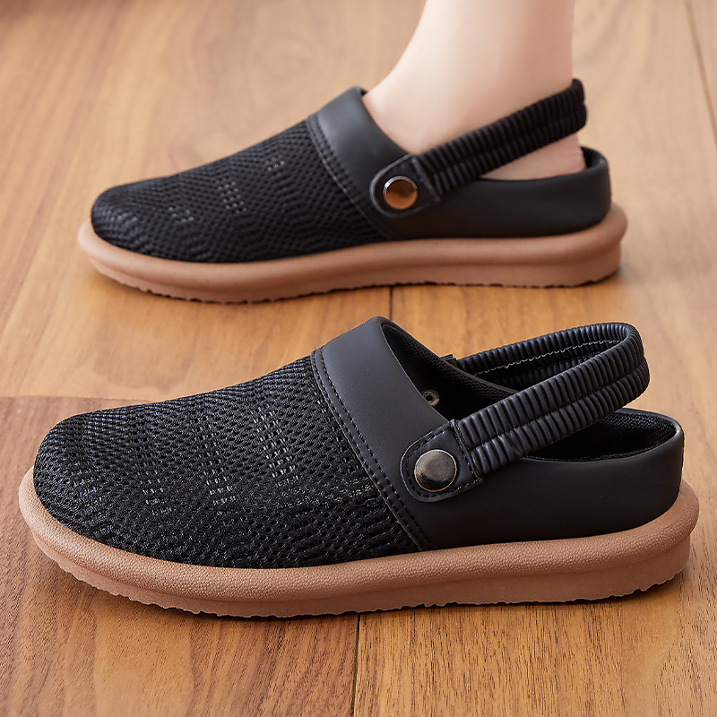 Pantuflas mujeres de verano, transpirables, medias pantuflas, cómodos transfronterizos, zapatos de madre, malla, pies no tapados, zapatos de mujer