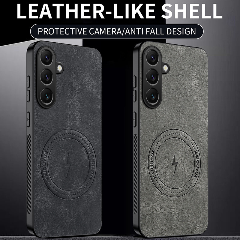 Suitable for Galaxy A37 Mobile Phone Case Lightning Nappa Pattern Magnetic Leather Pattern Soft Shell Samsung A56 Anti-Fall Protective Cover