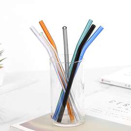 跨境批发高硼硅透明玻璃吸管彩色耐高温直管弯管激光雕刻logo加工