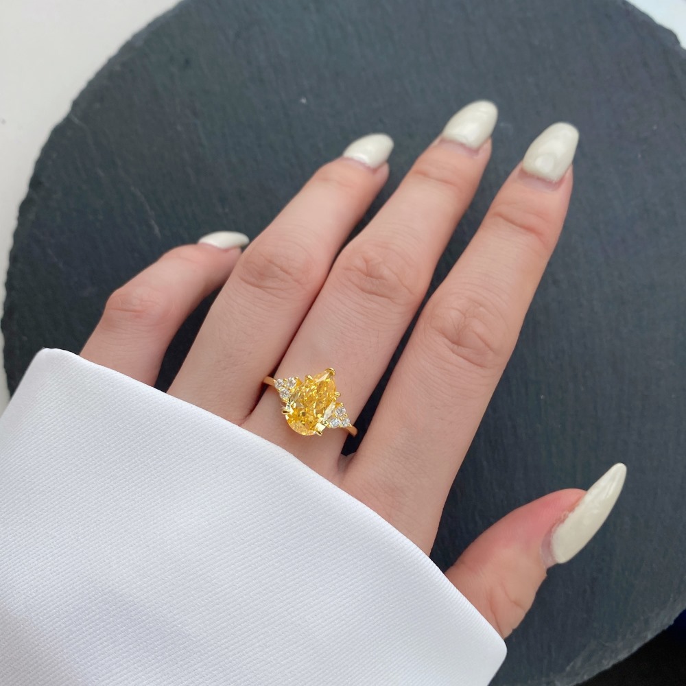 Fashion Water Droplets Sterling Silver Plating Zircon Rings 1 Piece