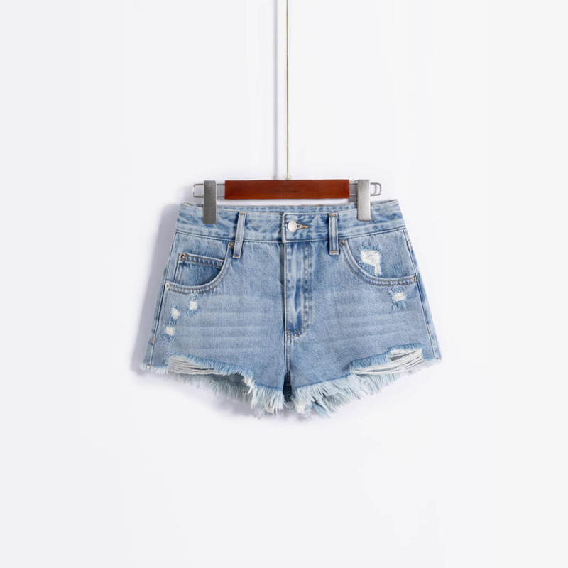 Li Girl American High Waist Slim Retro Jeans Women's Summer Wide Leg A-Line Shorts Women's Hot Pants Three-Point Pants