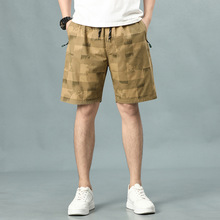 夏季中年男士爸爸短裤纯棉宽松中老年人格子休闲五分裤外穿大裤衩