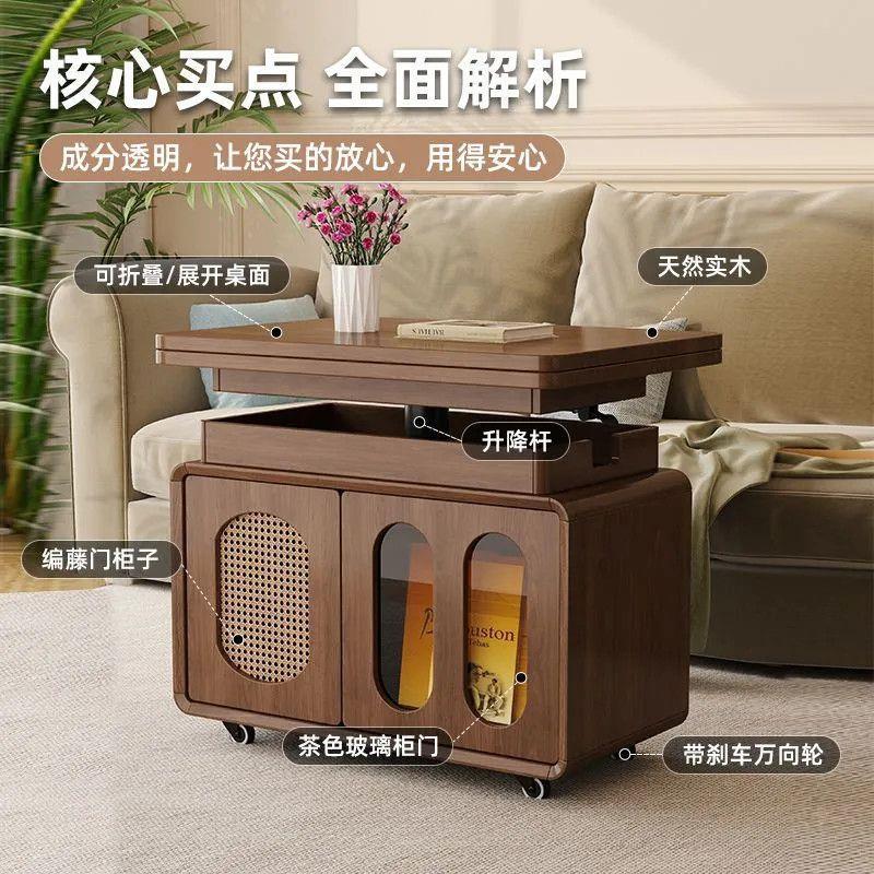 实木茶几可移动升降折叠客厅家用角几小户型推车沙发边几储物书桌|undefined