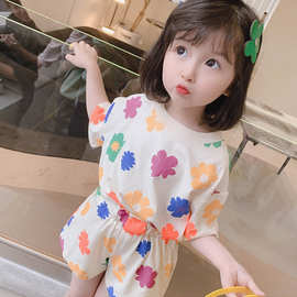 女童短袖套装夏装韩版洋气3小童宝宝4休闲运动两件套