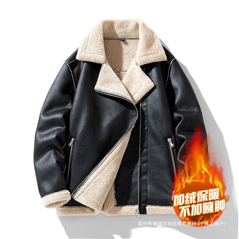 Cross-Border Export 2023 Autumn and Winter New Deerskin Velvet Jacket Men's Lightweight Warm Men's down Cotton Jacket Cashmere