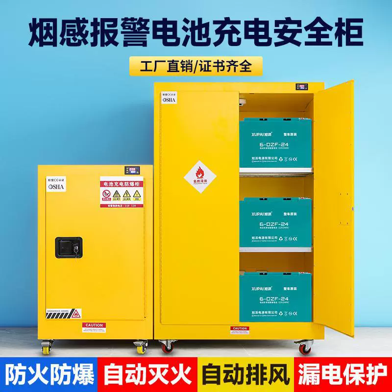 河洛力盛定制二代充电防爆柜漏电保护插座温湿度检测烟感报警