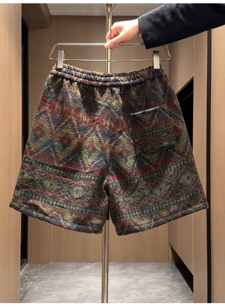 Men's Retro Plaid Loose Fit Shorts National Trend Style Summer Casual Sports Breeches Five Point Pants Trendy Brand_viptrois.com