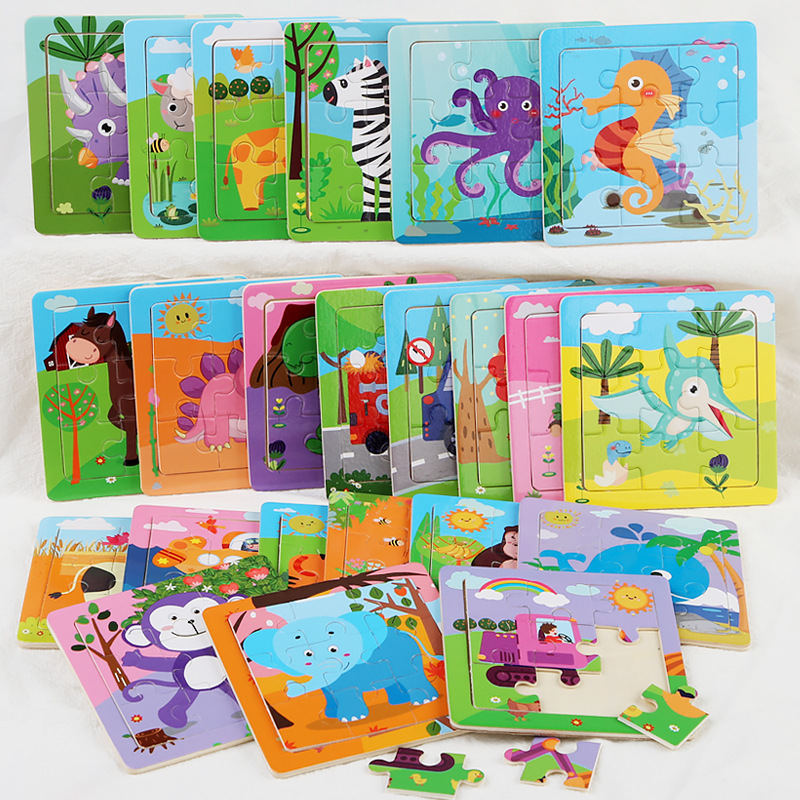 Puzzle infantil de madera mini 9 piezas puzzle puzzle puzzle animal de color pensamiento puzzle juguetes puzzle puzzle