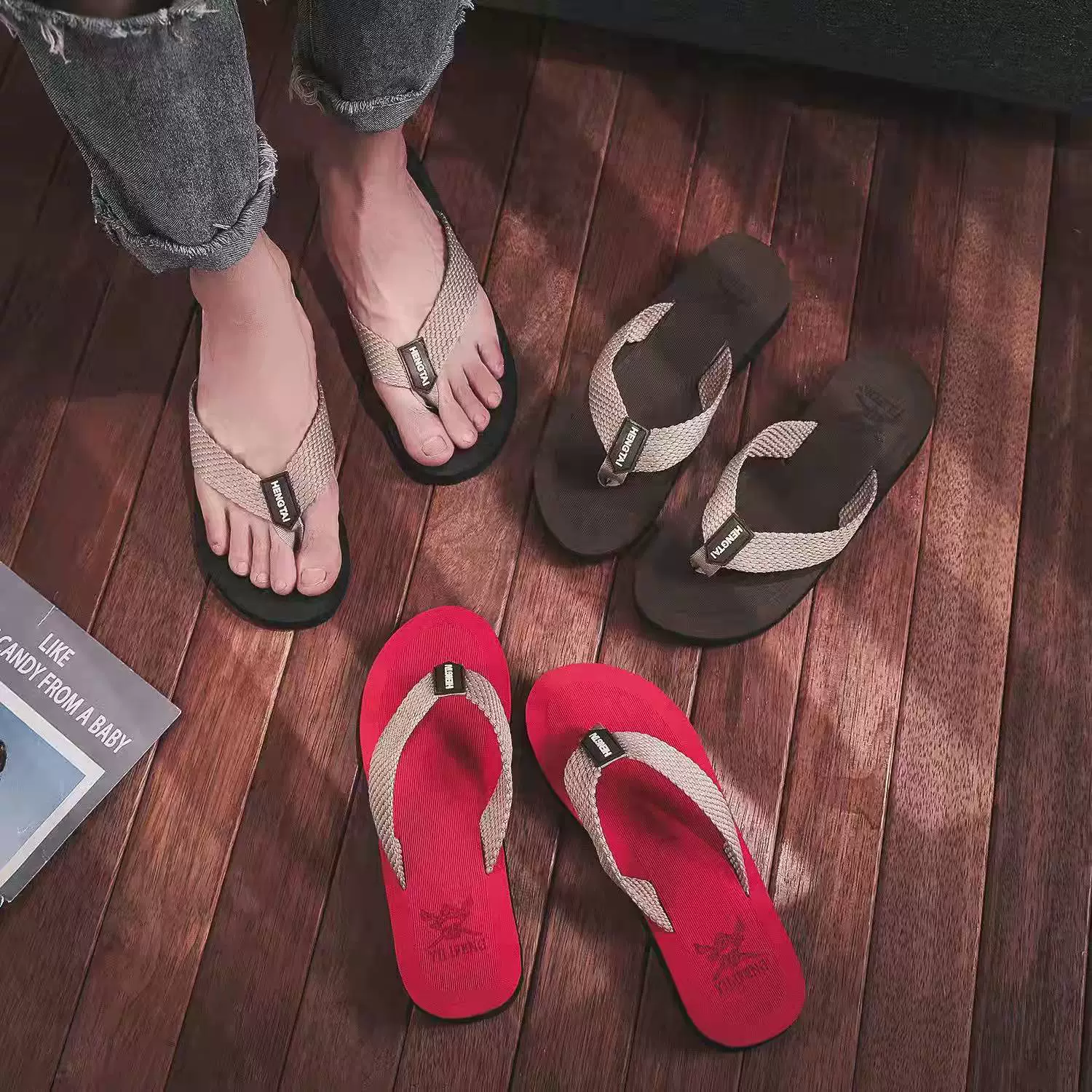 Мужские шлепанцы, сезонная кибер-знаменитость TikTok, новая модная пляжная верхняя одежда в Корейском стиле, универсальные Нескользящие шлепанцы, сандалии