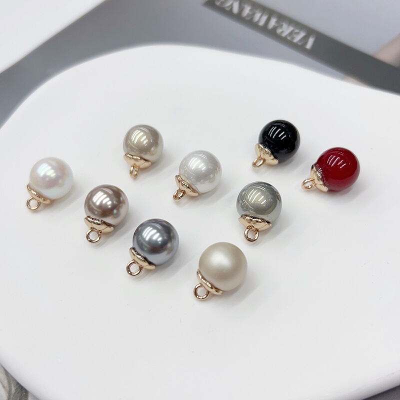 Imitation Pearl Buttons, Iridescent Chanel-Style High-Footed Buttons, Decorative Buttons for Qipao Cardigans, Knitted Chiffon Shirt Buttons