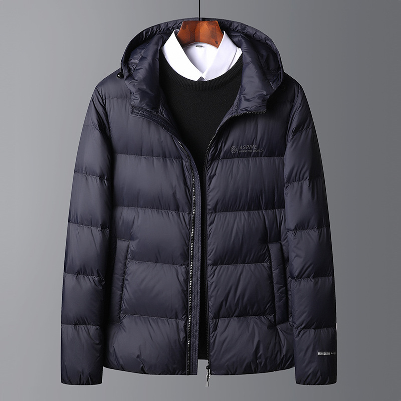 Brand Lightweight Matte down Jacket Men's Short Hooded Bread Jacket Casual Fashion White Duck down Thickened Warm Jacket