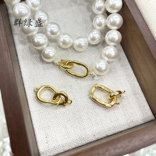 Qunlvsheng S925 sterling silver single row necklace buckle fashionable high-grade sweater chain buckle Pearl tail buckle beaded buckle