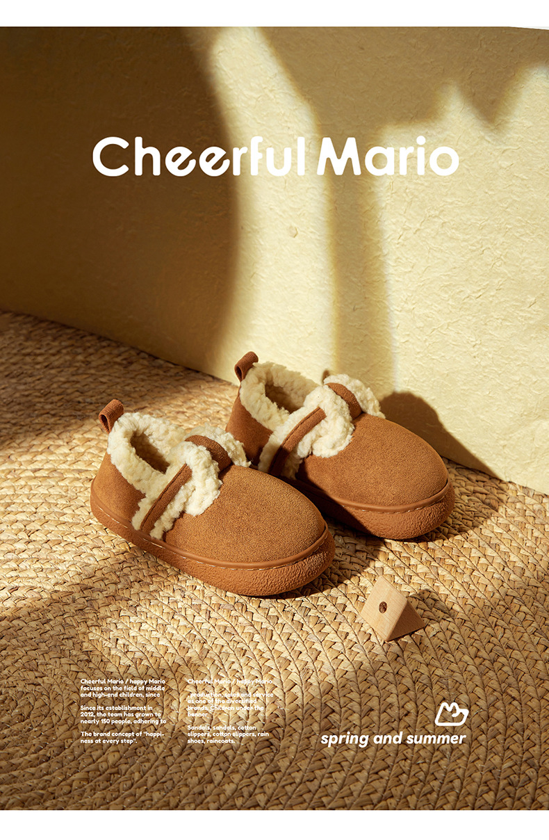 Happy Mary Children's Cotton Shoes Women's Bag and Home Warm Soft Sole Snow Boots Parent-child Men's Slippers Winter_voghion.com