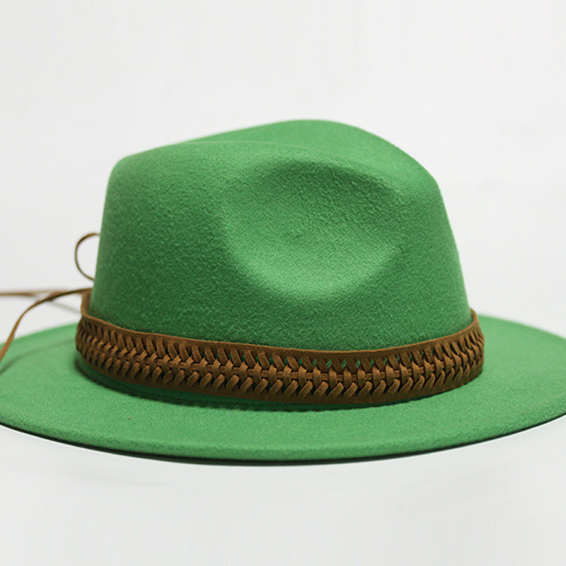 Nuevo sombrero Pu Correa remachada sombrero con sombrero vaquero de piedra elástica sombrero de fieltro cinturón de tejido modelo Pu sombrero con accesorios