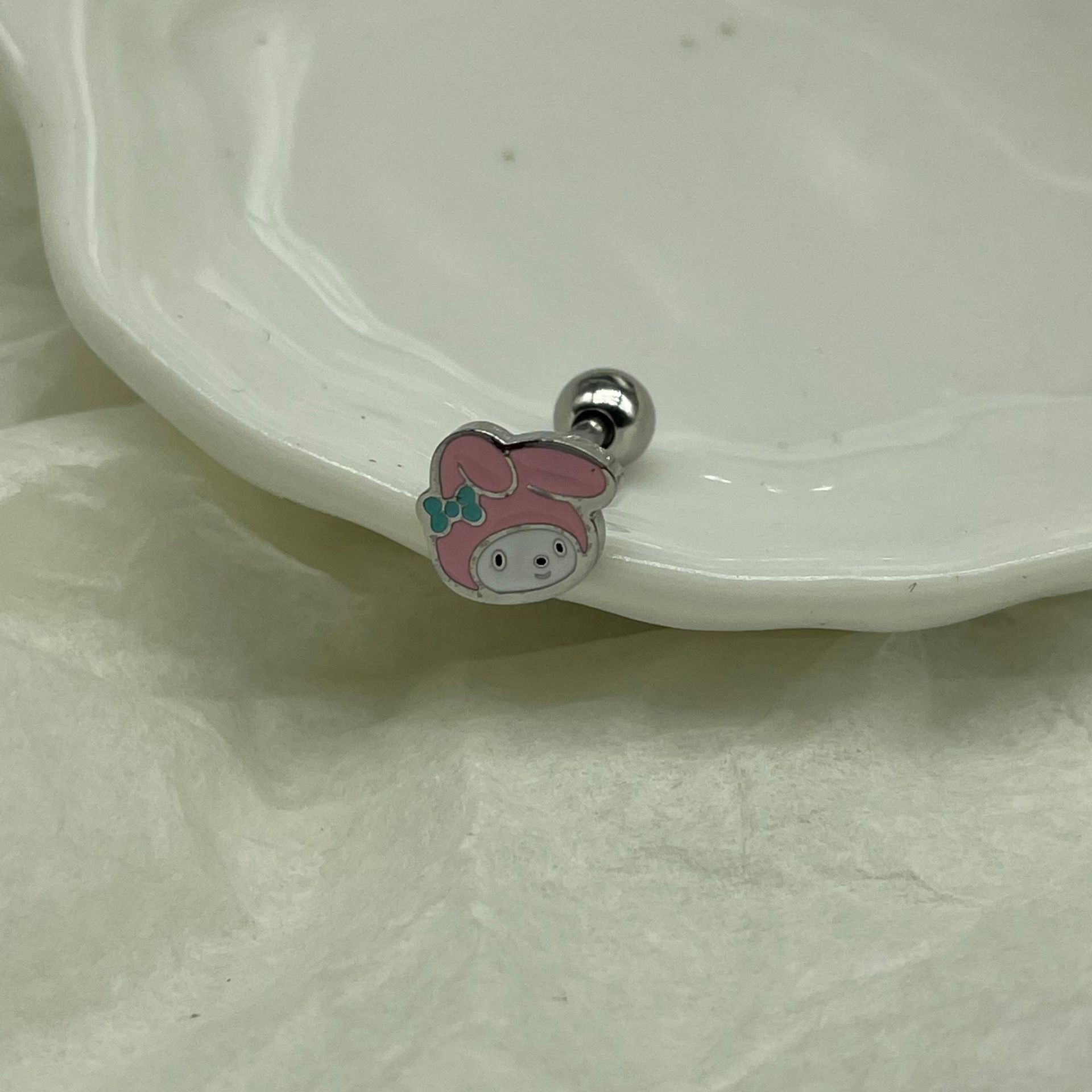 Fashion Rabbit Titanium Steel Plating Tongue Nail 1 Piece