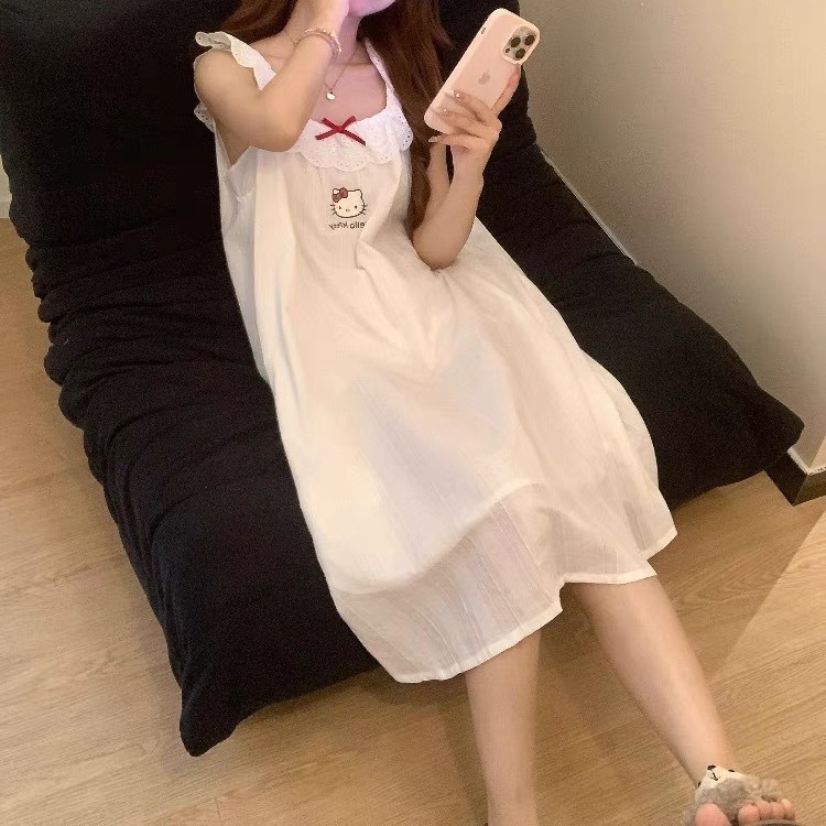 【大量现货120克云朵棉】带胸垫少女卡通睡裙女夏季新款吊带睡裙|undefined