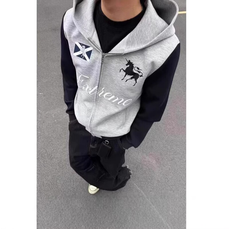 2026 Spring New Model Year of the Horse Embroidered Digital Print Hooded Cleanfit Comfortable Cardigan Sweatshirt Unisex Jacket 2026 Spring New Model Year of the Horse Embroidered Digital Print Hooded Cleanfit Comfortable Cardigan Sweatshirt Unisex Jacket