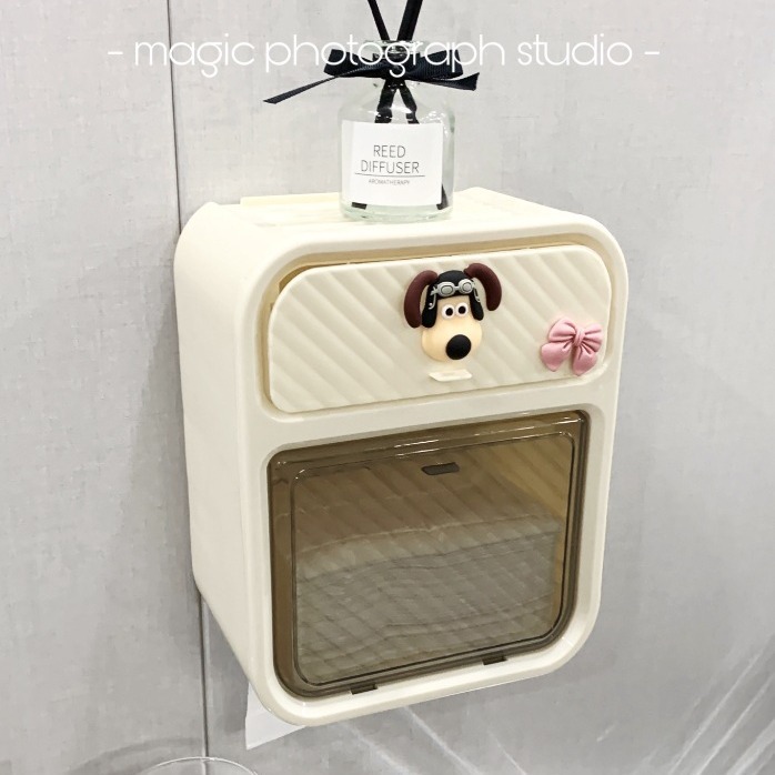 Baño de pared tipo toallas de papel estante de almacenamiento lujoso ligero baño sin perforación doble capa de papel de inodoro caja de extracción de papel