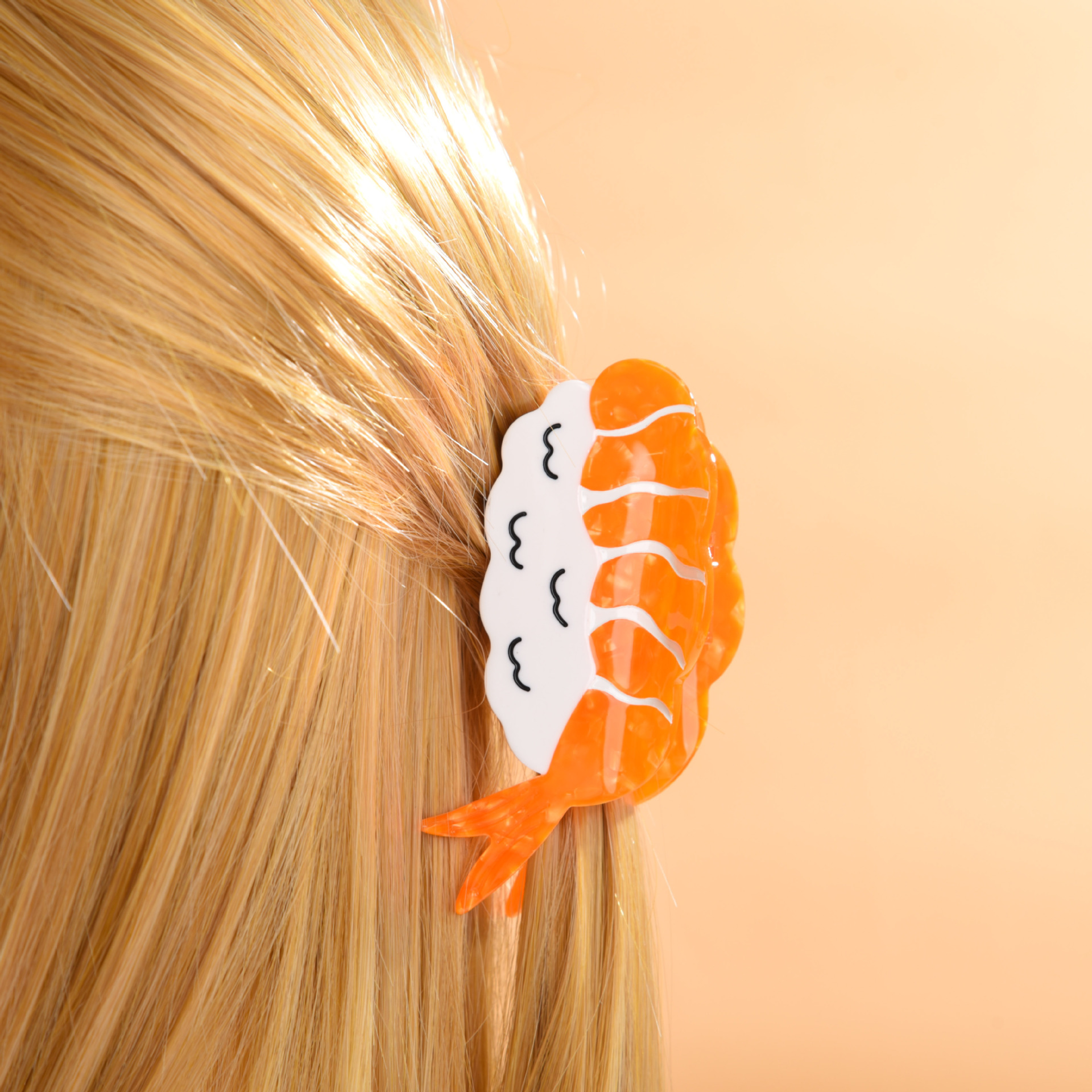44g Weight Hair Claws Hair Accessories Type 1 Piece Quantity Daily Occasion Acetic acid sheets Material Sushi, Shrimp Pattern All Seasons Season Women's Gender Cute, Modern Style Style Cute Modern Style Women's Sushi Shrimp Acetic Acid Sheets Hair Claws 无