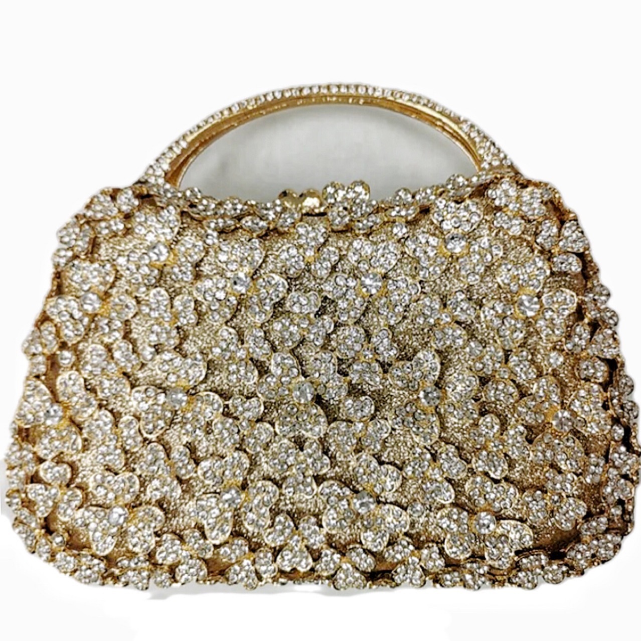 Bolsas de cadena de mango duro color sólido oval pequeña exposición oro lujo bolsas estereoscópicas bolsas de maquillaje bolsas de cena rosa