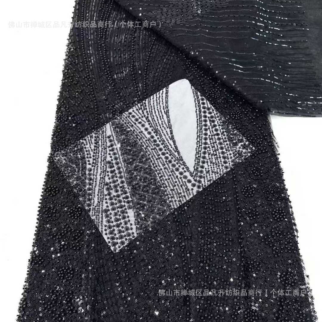 Sequinilla tela de cuentas de clavos vestido de boda vestido de noche ropa de moda fuente fábrica al por mayor