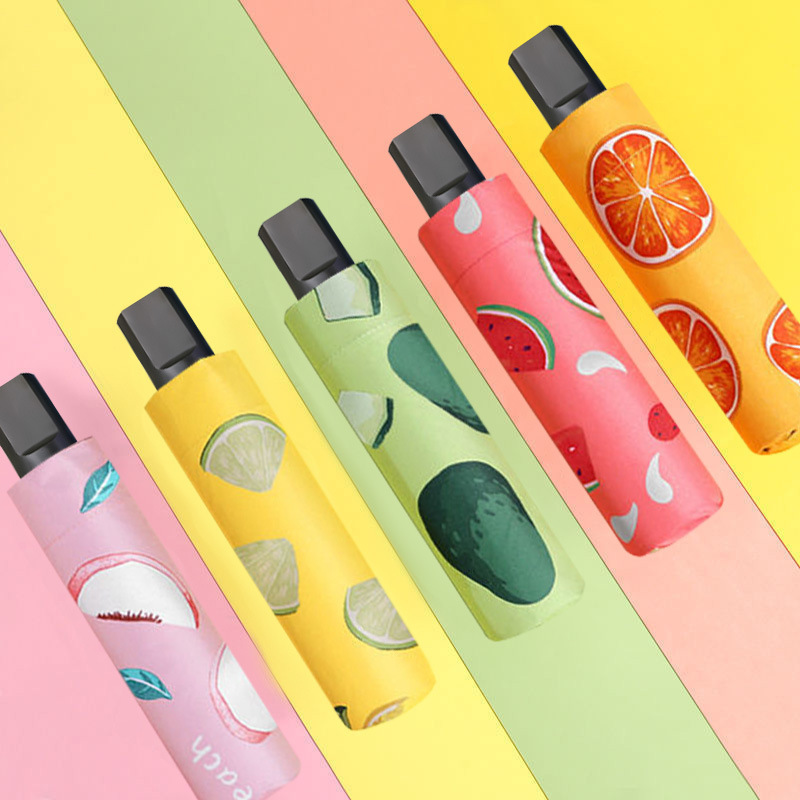 Umbrella wholesale fruit umbrella black rubber sunscreen sunshade three folding sun umbrella sunny umbrella dual-use female manufacturers